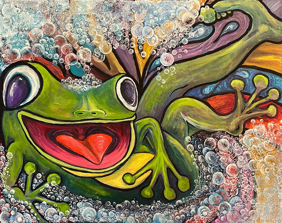 Just a Frog Taking a Bubble Bath